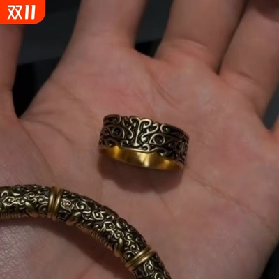 轻奢黑金饕餮戒指饕餮合集中式霸气时尚百搭复古男士手链礼物配饰