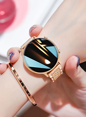 2025满天星智能手表女款蓝牙通话可支付运动手环心率血压闹钟提醒监测健康离线检测睡眠红色防水金色连接