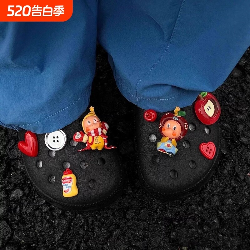 星星人洞洞鞋配饰卡通可爱Crocs鞋花适配卡骆驰可拆卸装饰diy