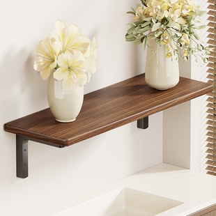 实木墙上花架室内挂墙挂式的阳台免打孔挂在墙壁置物架桌面墙面