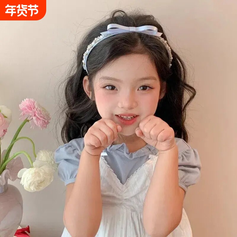 2025新款高级感蝴蝶结发箍女日常外戴头箍女童宝宝发卡头饰水钻