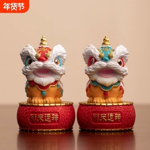桌面舞狮醒狮创意摆件高级感小众国潮佛山装饰工艺品生日礼物底座