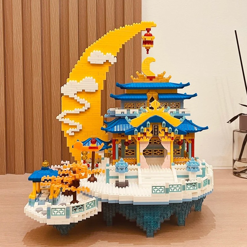 广寒宫积木2026新款拼图榫卯结构建筑模型男女孩益智拼装玩具礼物