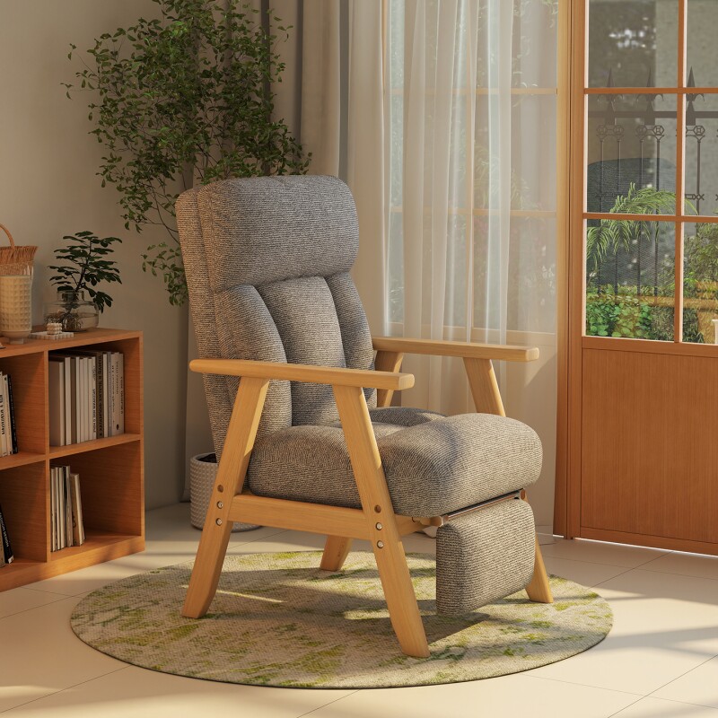 懒人实木沙发椅老人可躺单人沙发阳台躺椅久坐舒适椅护腰椅子休闲