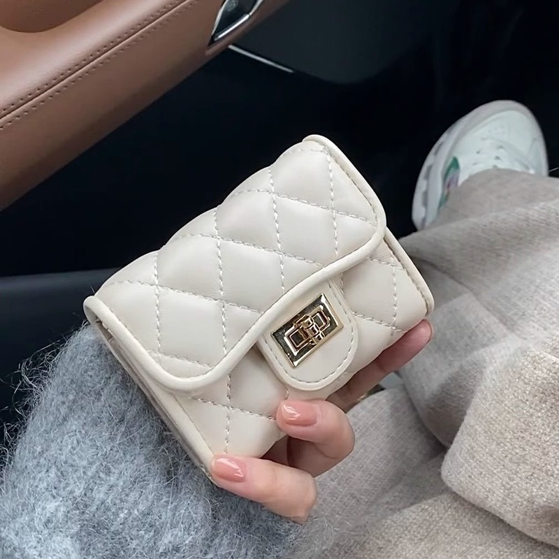 新款菱格小香风卡包小零钱包女式简约卡夹驾驶证多卡位证件包韩版