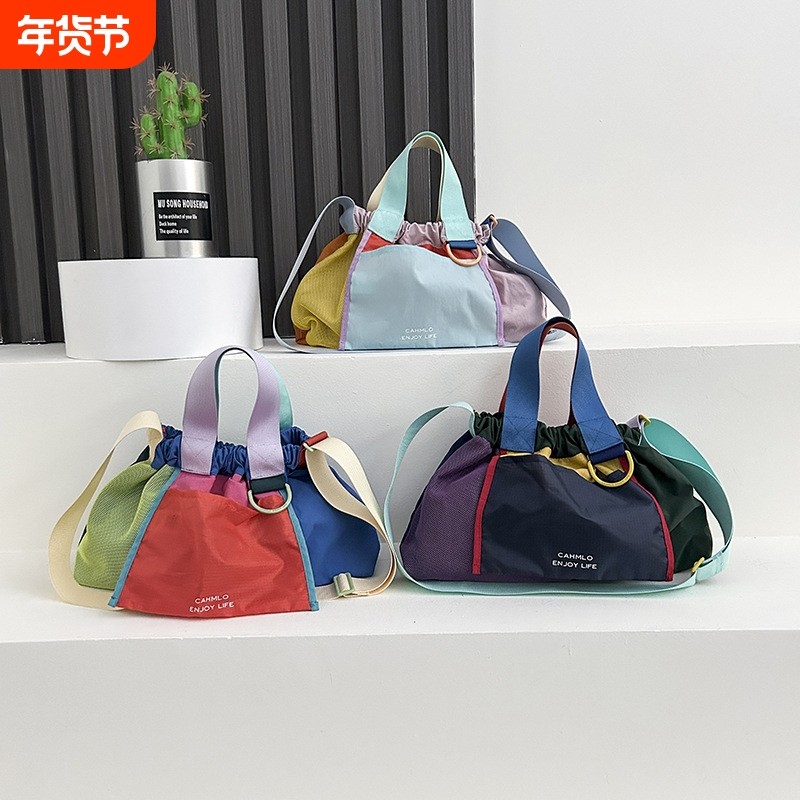 新加坡拼色小众多巴胺拼色单肩斜挎包休闲包包百搭休闲通勤包女包