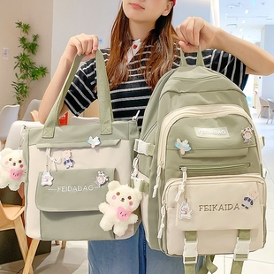 学生书包大容量高中生新款轻便高颜值百搭双肩背包女初中生补习袋
