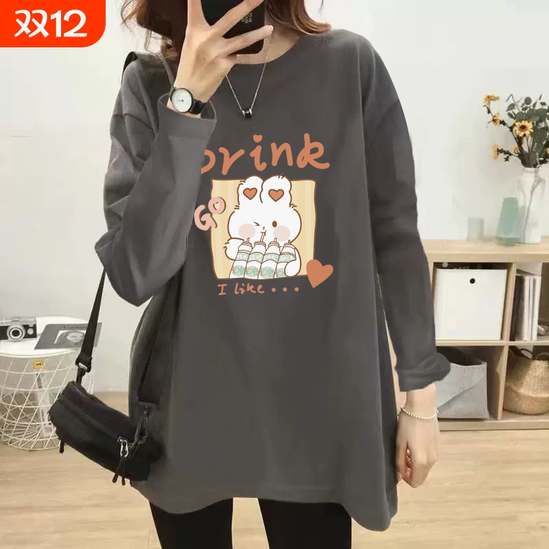 孕妇上衣洋气遮孕肚秋装2025新款打底衫纯棉t恤衣服穿搭中长款