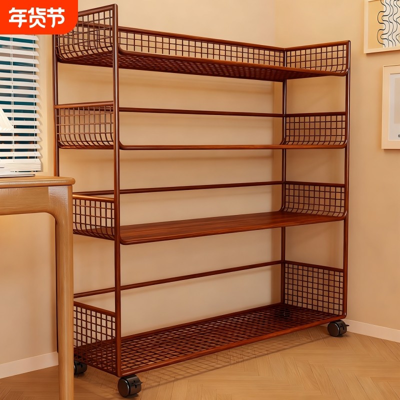 多层桌边书架落地置物架可移动收纳架子带轮小推车办公室书柜分层,住宅家具,书架,淘宝优惠券,粉丝福利购,淘宝优惠卷
