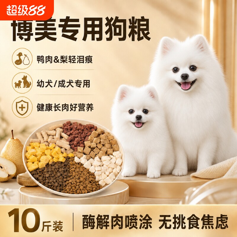 博美专用狗粮10斤实惠装全价通用型幼犬成犬鲜肉犬粮营养2.5斤kg