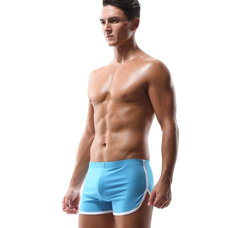 男士内裤男平角裤头棉质宽松青年阿罗裤四角透气运动侧开叉短裤衩