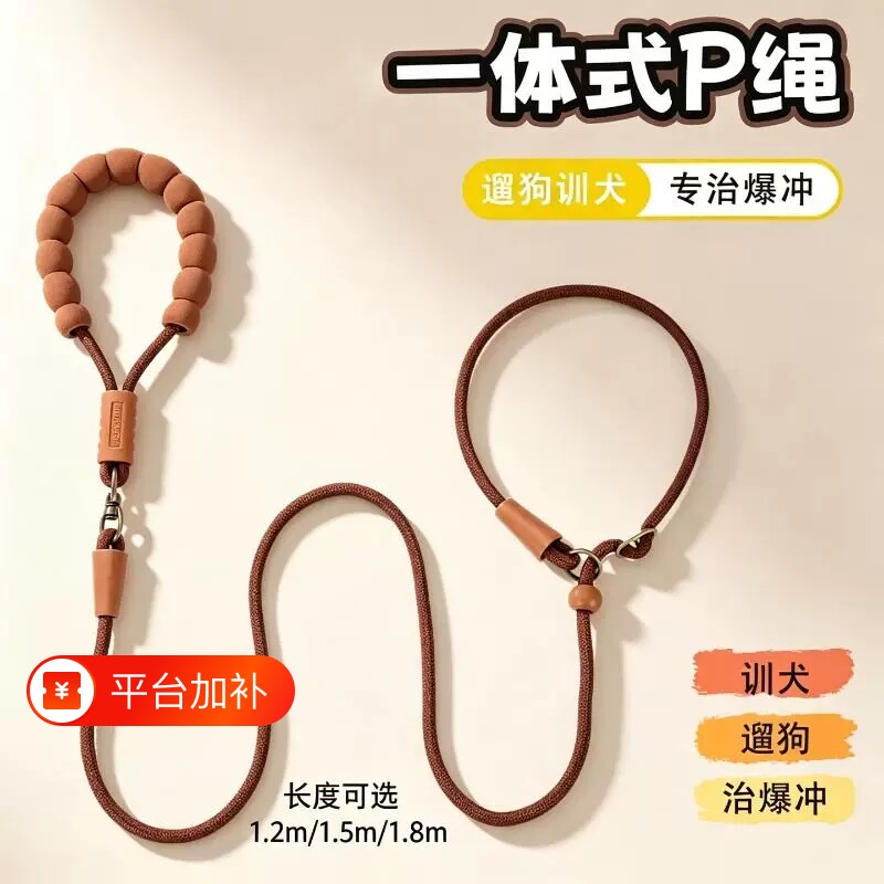 狗狗赛级P链P绳遛狗牵引绳外出防爆冲狗绳训犬大中…