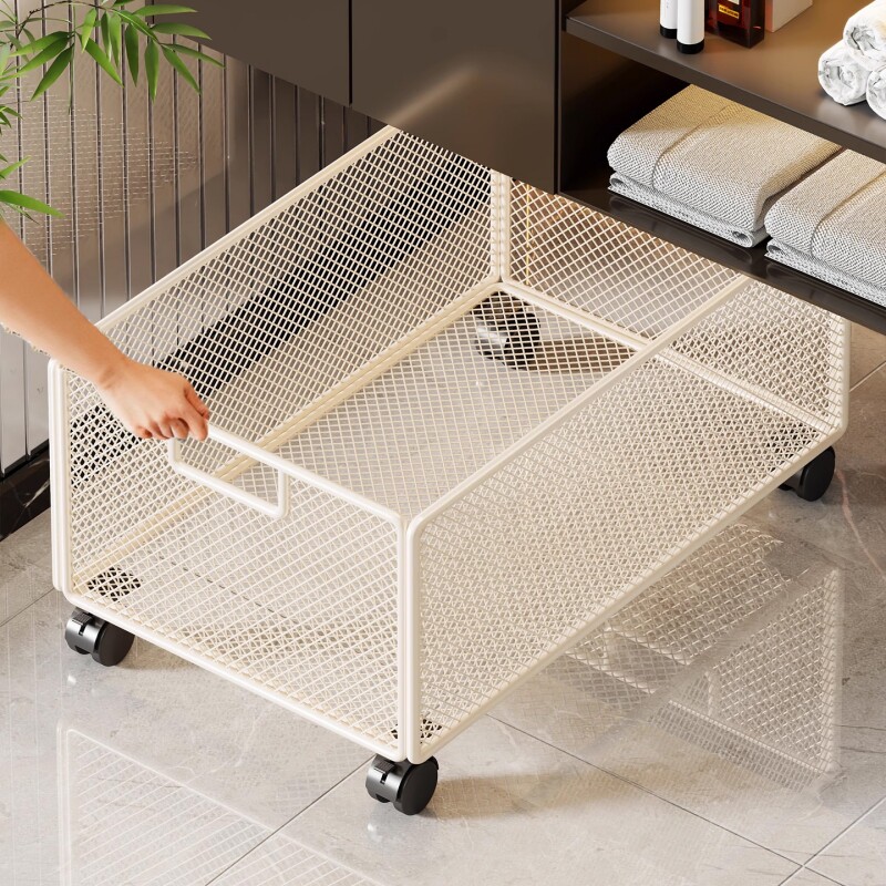 浴室柜下篮子置物架脏衣服收纳筐带轮可移动卫生间洗漱台下脏衣篓