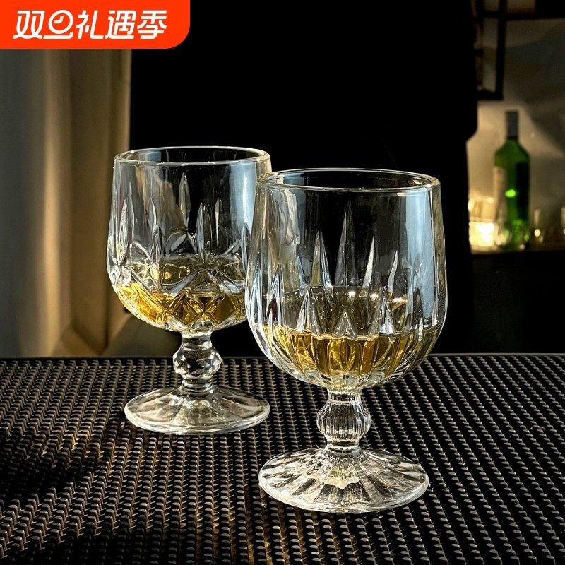 洋酒杯家用轻奢高档水晶威士忌高级感红酒杯架子高端矮脚白兰地杯