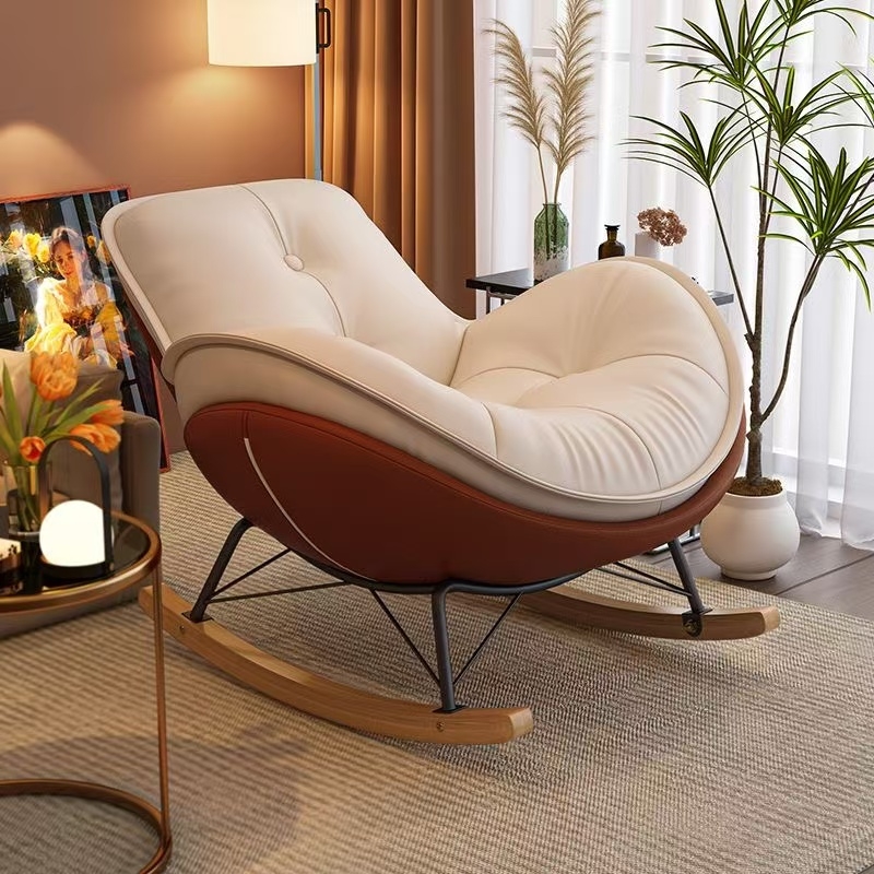 企鹅摇摇躺椅网红懒人客厅午睡摇椅猫爪皮轻奢蛋壳椅成人休闲椅