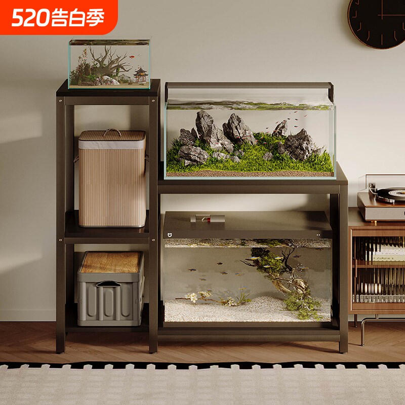 鱼缸架客厅家用组合鱼缸底座办公室鱼缸架子双层落地式水族箱架子