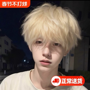 假发男短发全头套白金男生微分碎盖日常帅气蓬松精修韩式男士醒发