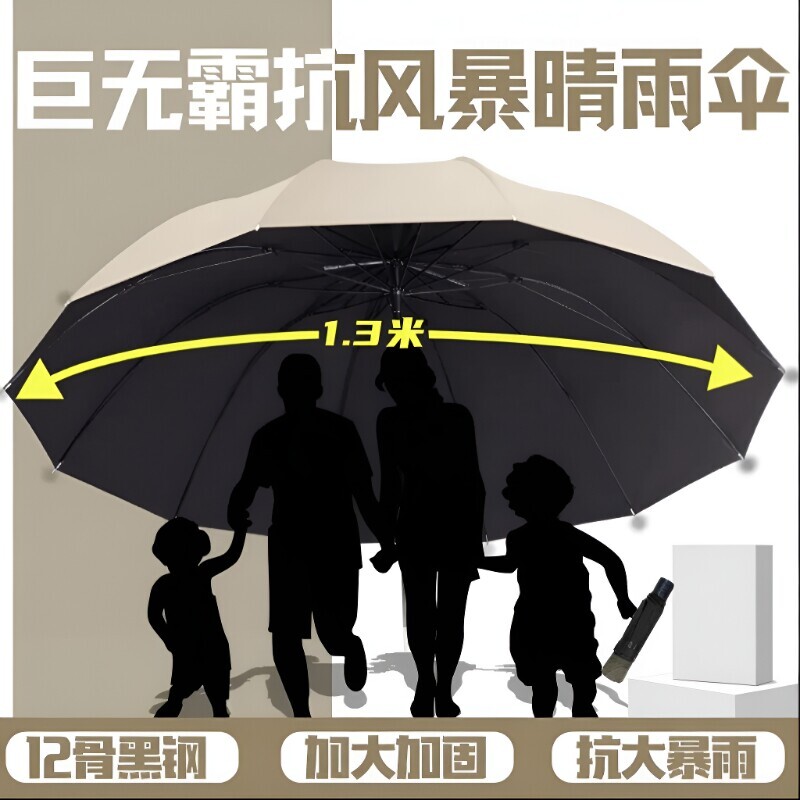 雨伞加大加厚加固折叠男女三四人晴雨两用抗暴风雨超大号手动结实图片