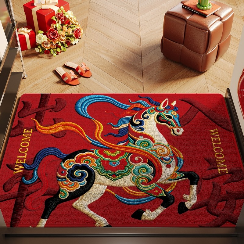 马年新年地垫入户门垫进门地毯家用防滑脚垫喜庆门口耐脏室内垫子,居家布艺,入户地垫,淘宝优惠券,粉丝福利购,淘宝优惠卷