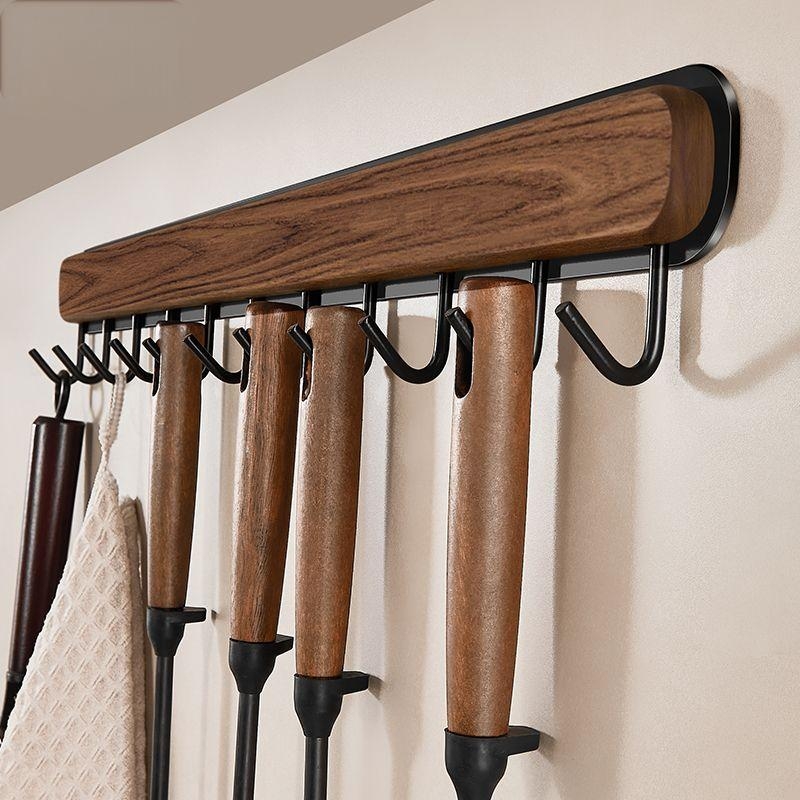 胡桃木厨房置物架壁挂勺子铲子免打孔上墙收纳置物架