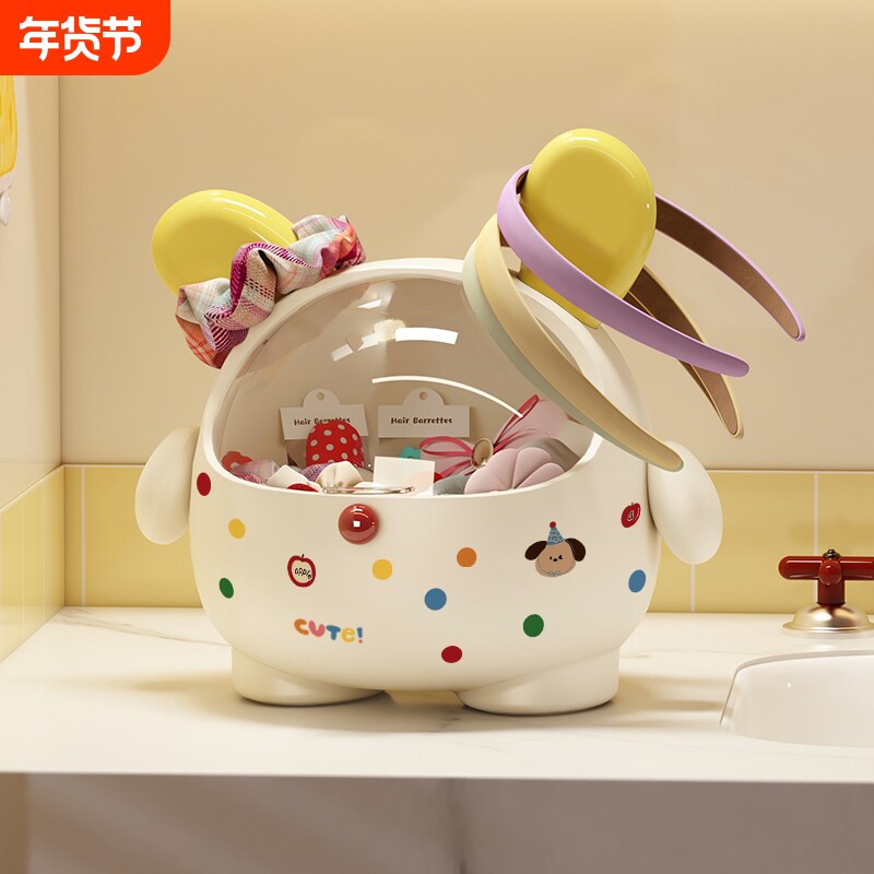 浴室发圈收纳盒梳妆台发饰箍夹神器头绳首饰手串存放盒发箍年货