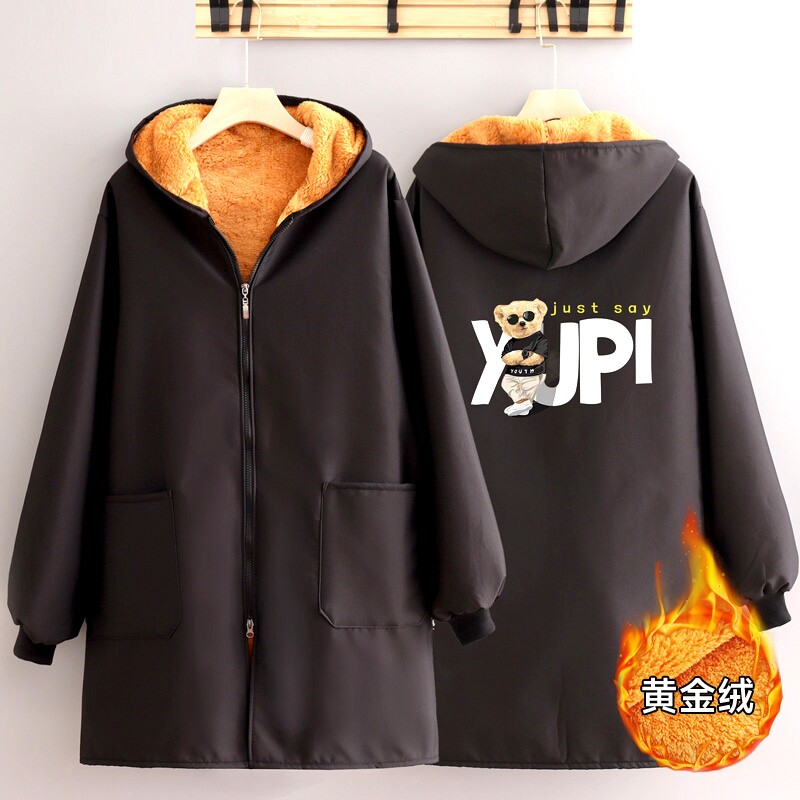 防水加绒罩衣女长袖外套厨房家用干活围裙加厚时尚保暖工作服冬季