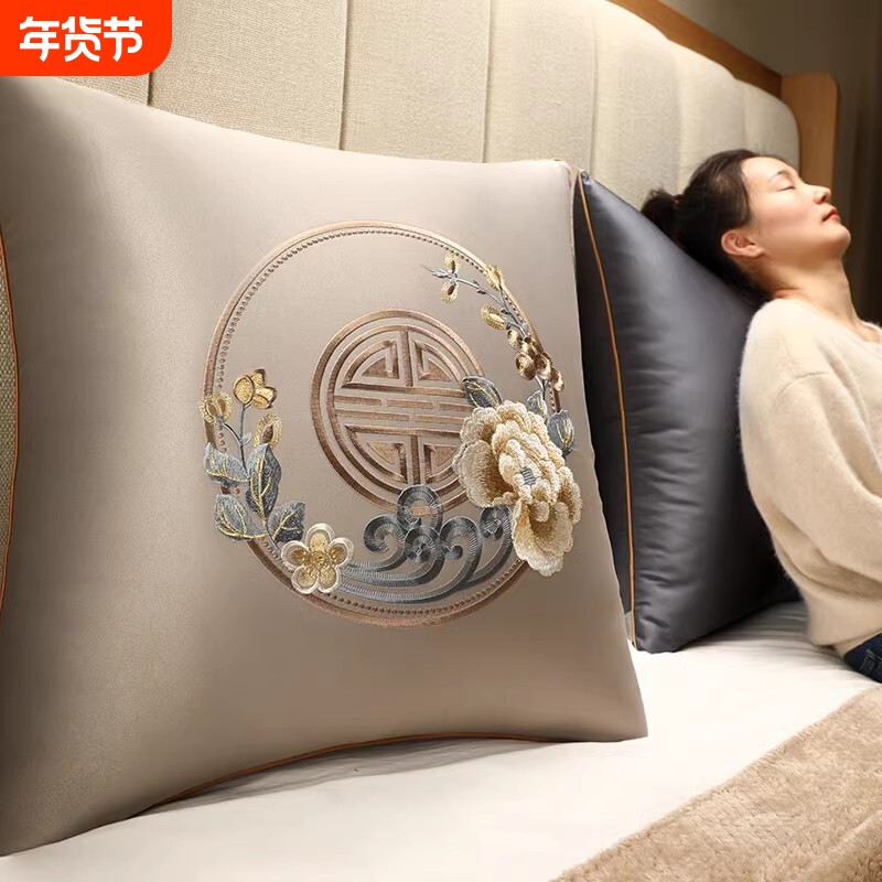 新中式大抱枕客厅沙发家用床头靠背垫含芯靠枕靠垫中国风大号靠背