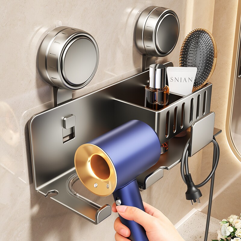吸盘吹风机置物架免打孔电吹风挂架浴室适用戴森风筒支架收纳架子