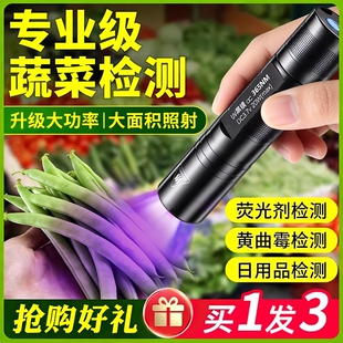 紫光灯蔬菜灯鉴定专用蔬菜检测笔农残365nm手电筒荧光剂紫外线