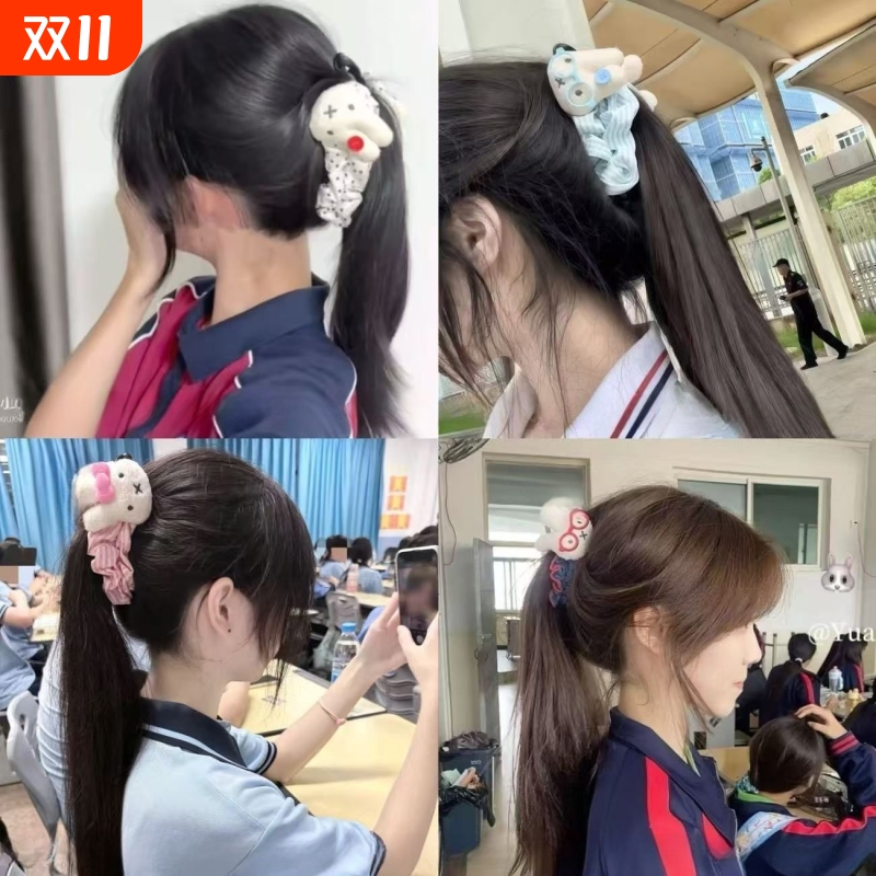 秋冬可爱波点大号米菲兔兔子巨显发量香蕉后脑勺盘发百搭少女发饰