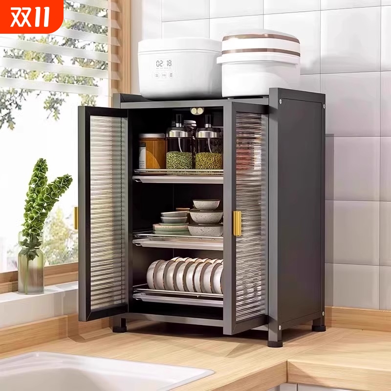 厨房储物柜收纳柜橱柜子多层多功能带门J岩板餐边柜餐具柜碗柜
