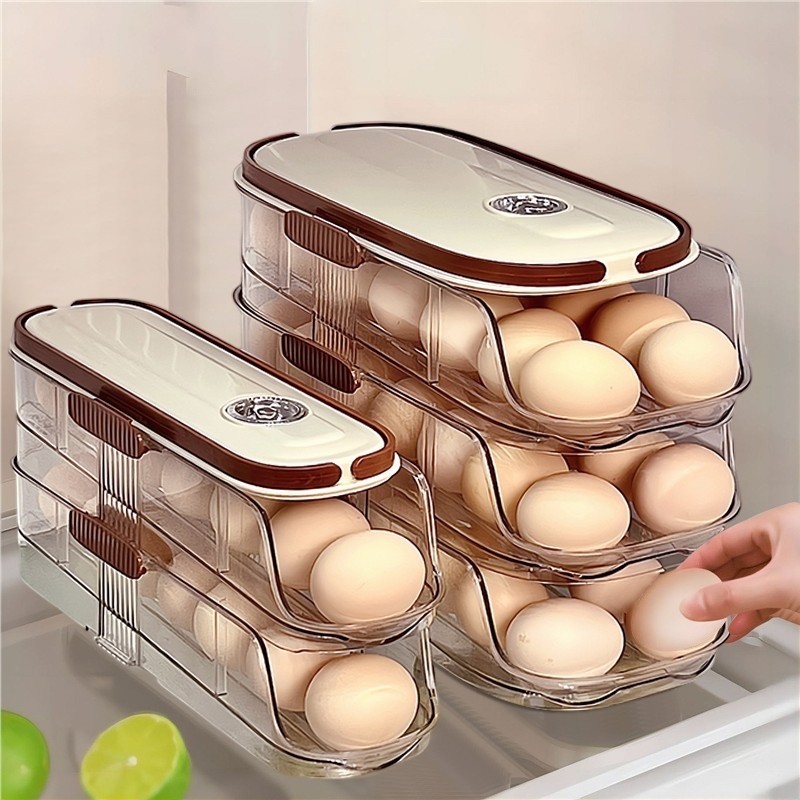 鸡蛋收纳盒冰箱专用食品级滚动装放侧门储物整理保鲜架托滚蛋神器