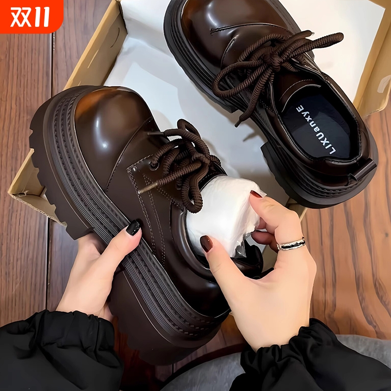 复古英伦风厚底乐福鞋