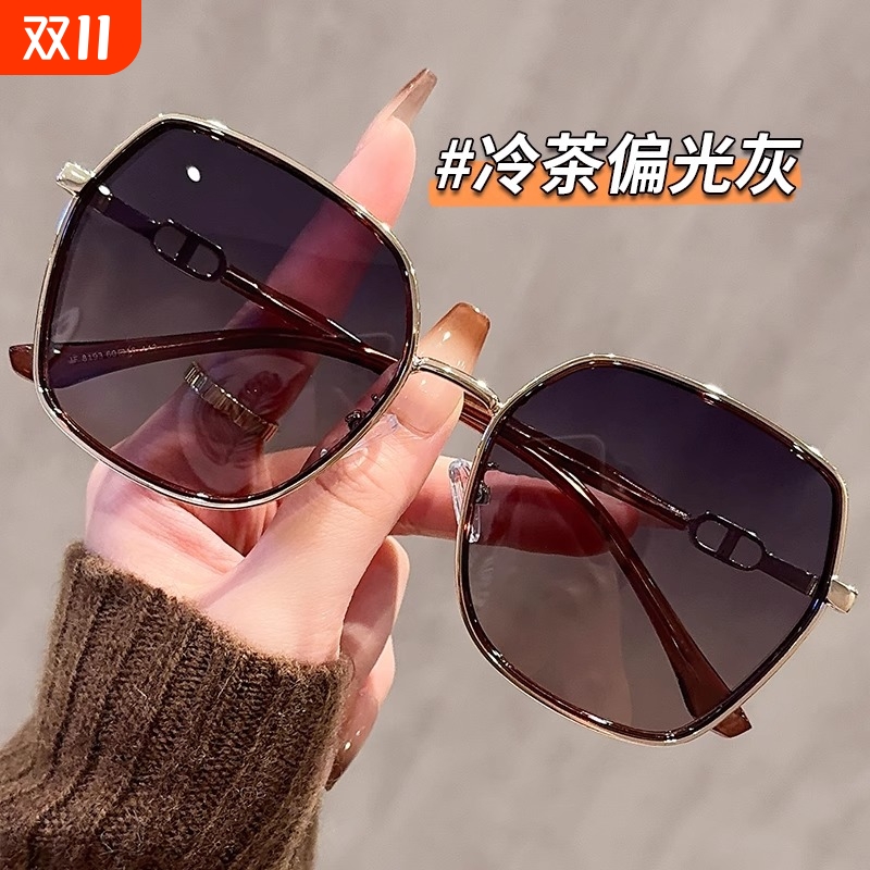 2025新款大框偏光墨镜女款适合方圆脸闪粉设计太阳镜防晒防紫外线