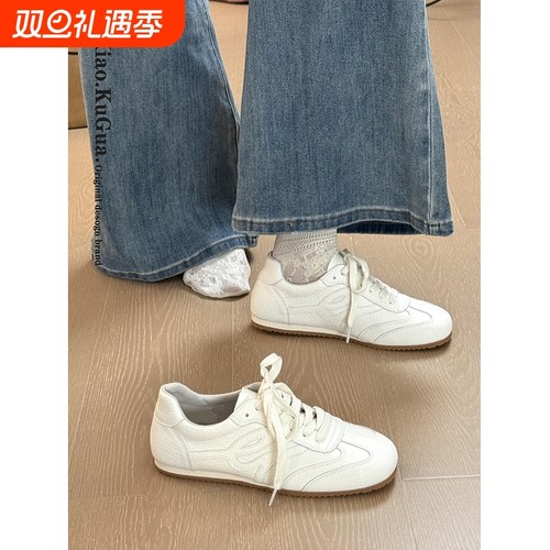 复古小白鞋女款2025新款夏季百搭软底阿甘德训鞋防滑休闲运动板鞋