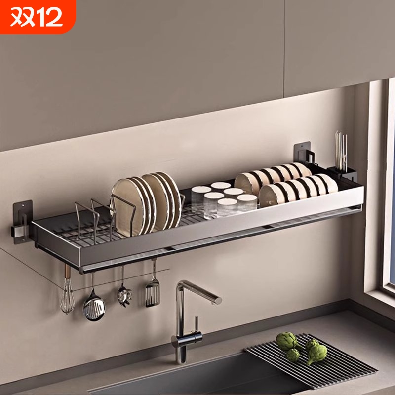 厨房置物架壁挂式窗台碗架沥水架水槽洗碗池上方碗碟架墙上收纳