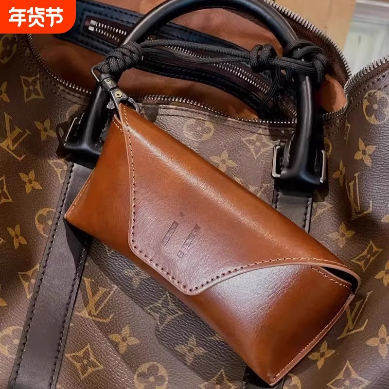 高级墨镜包出口级男女款棕色灰色太阳眼镜盒皮质便携硬抗压收纳