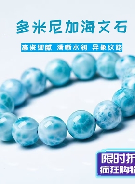 收藏级优化海纹石手链手串拉利玛多圈多米尼龟裂纹玉化男女仿同款