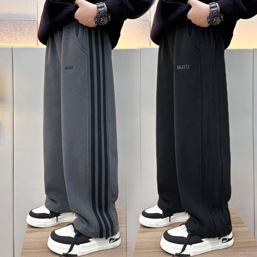 男童加绒裤子运动2025秋冬新款中大童宽松休闲卫裤儿童直筒长裤潮