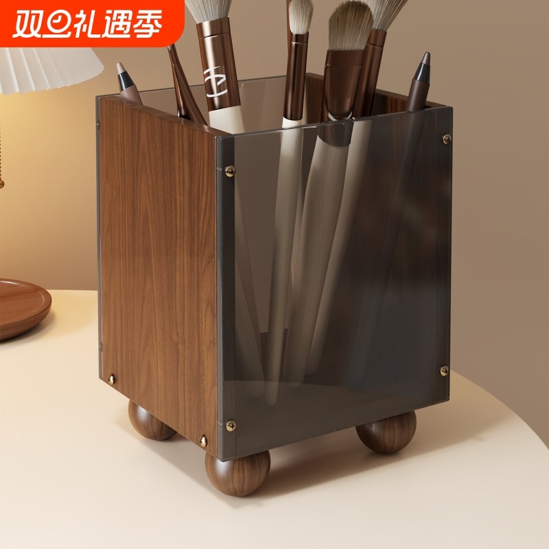 多功能收纳盒化妆刷眉笔收纳筒梳妆台大容量桶洗漱台梳子置物架