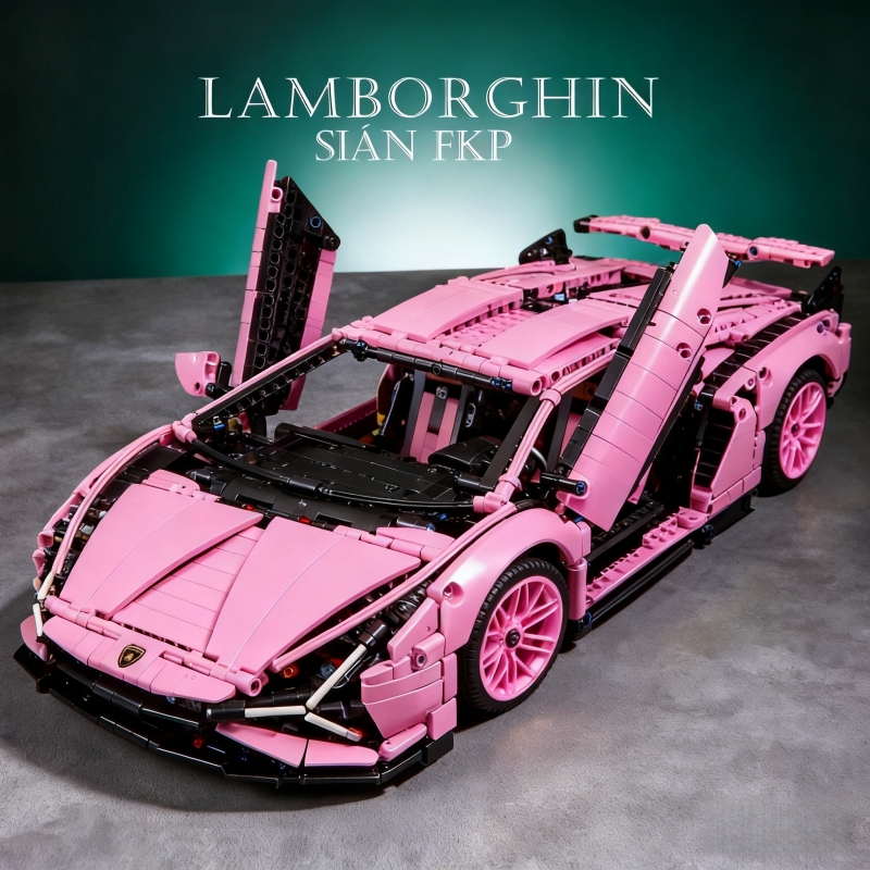 新款兼容乐高粉色兰博-基尼跑车高难度益智拼装积木玩具礼物男孩