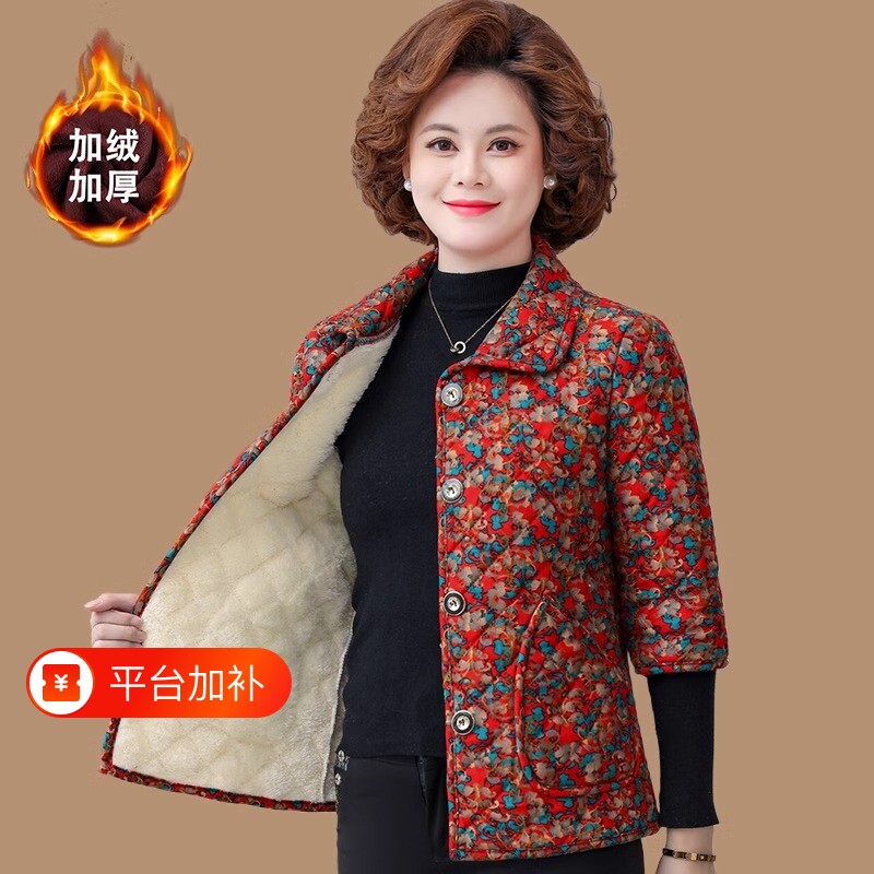 中老年人妈妈装半袖棉服女马甲秋冬加绒加厚棉衣马夹中袖棉袄轻薄