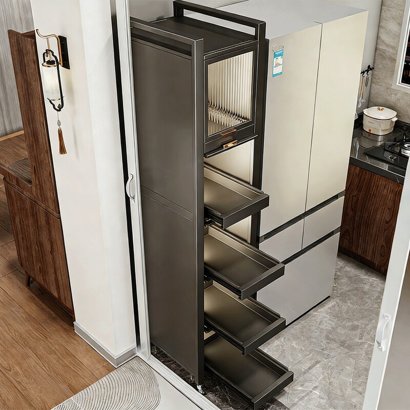 夹缝收纳柜缝隙置物架厨房冰箱侧面抽拉柜卫生间超极窄缝储物边柜