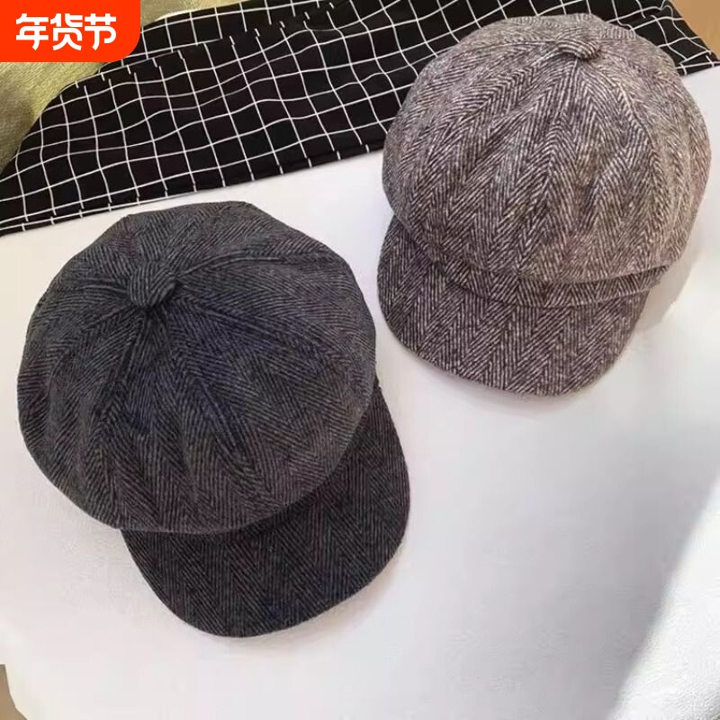 帽子男英伦秋冬百搭复古报童八角帽女韩版潮鸭舌帽日系画家贝雷帽