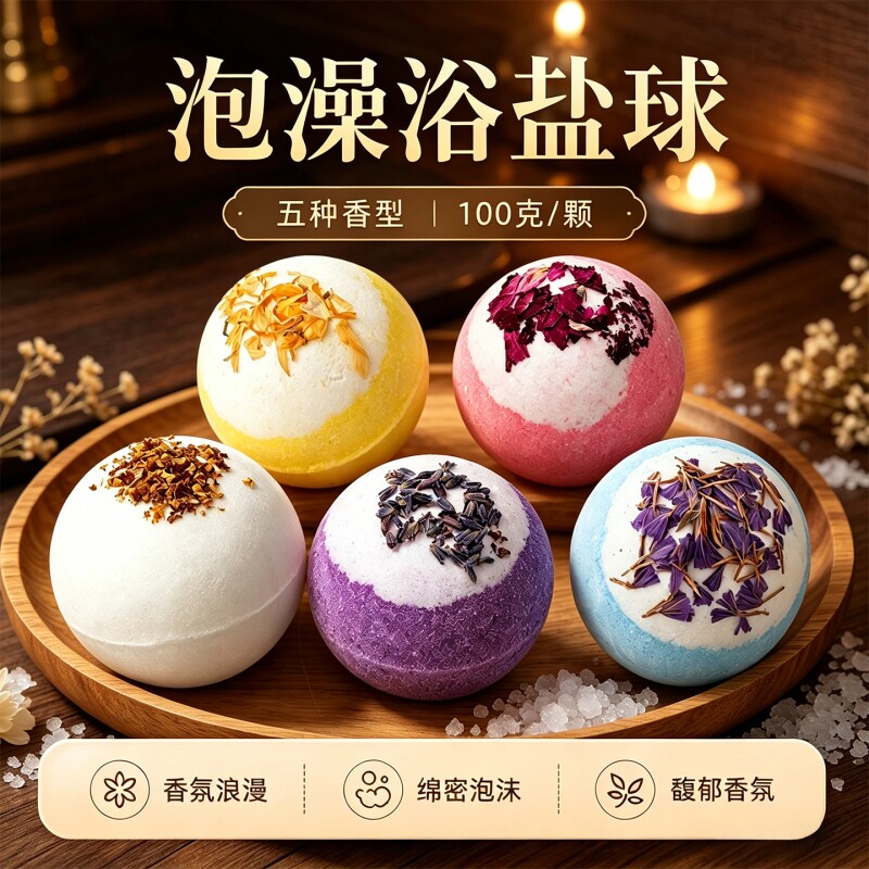 大号泡澡球超多泡泡成人专用玫瑰花瓣精油浴缸儿童洗澡浴盐沐浴球