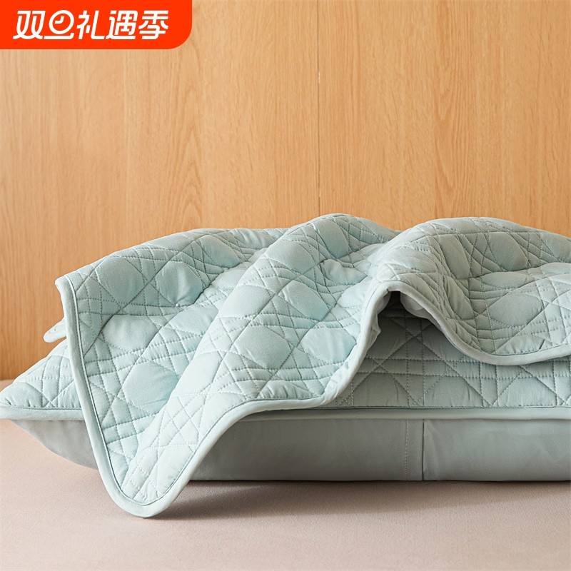 A类夹棉加厚枕套防水枕头套防头油清雅刺绣易洗快干防护内胆套