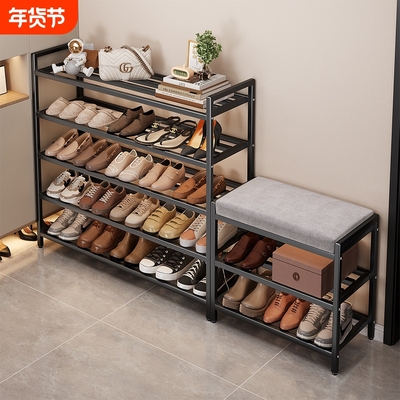 家用钢制鞋架门口落地多层置物架
