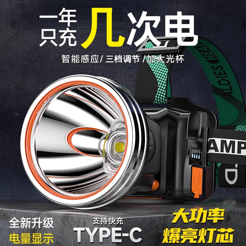 公牛适用LED头戴式强光头灯超亮户外防水远射手电筒登山钓鱼专用
