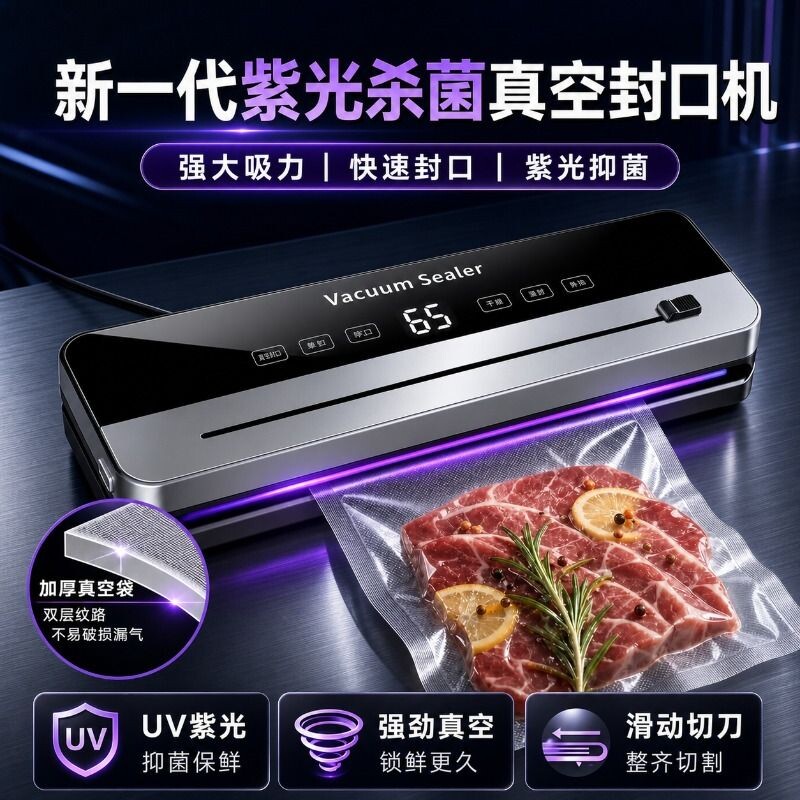 德国真空抽真空封口机家用小型保鲜塑封压缩食品包装全自动真空机