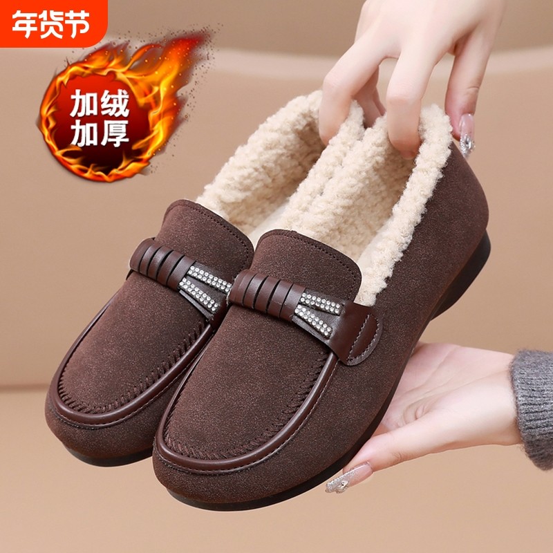 老北京布鞋女加绒妈妈棉鞋冬季防滑软底保暖奶奶鞋平底休闲豆豆鞋,女鞋,棉鞋,淘宝优惠券,粉丝福利购,淘宝优惠卷